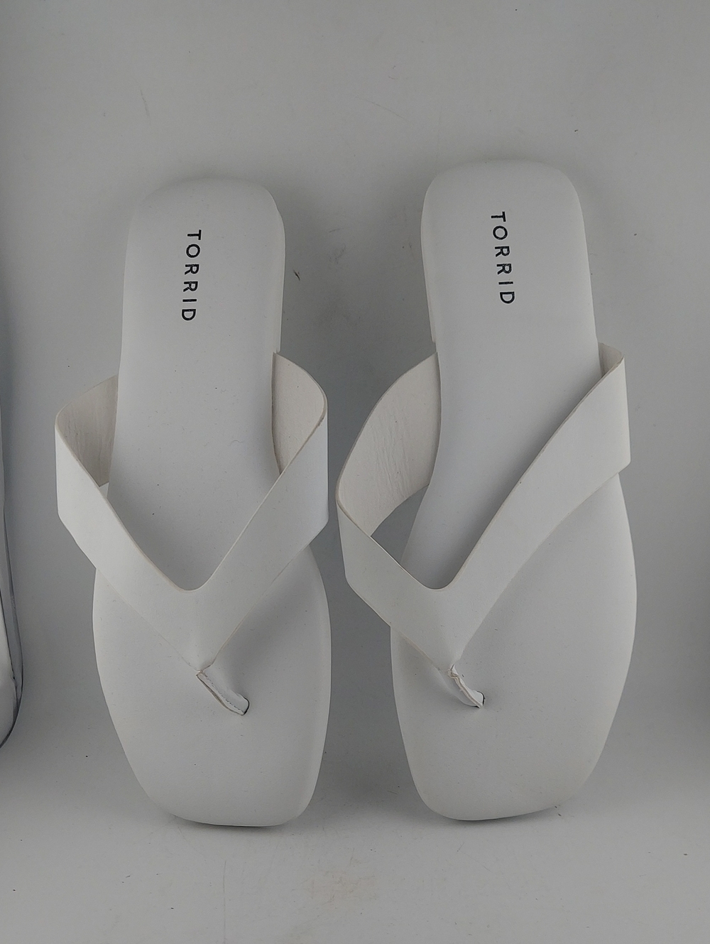 torrid White Square-Toe Thong Sandals